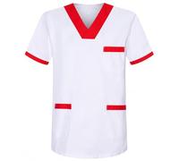 MISEMIYA - BZ-6801 - Uniforme médicale Unisexe avec col en V, Rouge 8171-12, XXL