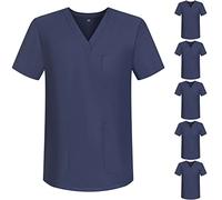 Misemiya - Lot DE 6 UNITÉS - Veste SANITAIRE Unisexe Uniforme médical Tunique à col en V Scrub Top - Large, Gris 68