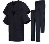 Misemiya - Pack * 2 Pcs - Ensemble Uniformes Unisexe Blouse - Uniforme Médical avec Haut et Pantalon 2-6801-6802 - Large, Noir 68