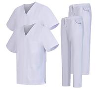 Misemiya - Pack * 2 Pcs - Ensemble Uniformes Unisexe Blouse - Uniforme Médical avec Haut et Pantalon 2-6801-6802 - Small, Blanc 68