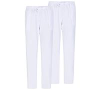 Misemiya - Pack 2 Pcs - Pantalons Unisex Taille Elastique Uniforme DE Travail Clinique HÔPITAL - X-Small, Blanc 68