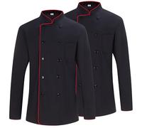 Misemiya - Pack 2 Unités -Veste de chef pour hommes - Veste de chef pour hommes - Uniforme d'accueil -Ref.842B - Small, Veste de cuisine 842B - Noir