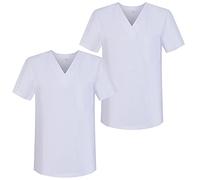 Misemiya - Pack*2 - VÊTEMENTS DE Travail Unisex COL PIC Manches Courtes Uniforme Clinique HÔPITAL - Ref.817 - X-Small, Blanc 68