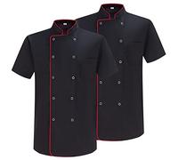 MISEMIYA Pack2 Pcs-Chef Jacket KZ-2-6821b Veste 6821b-Black, 3XL (Lot de 2) Homme
