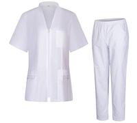 Misemiya - Uniform Scrub Set Unisexe - Uniforme médical avec Haut et Pantalon - 712-8312 - Medium, Blanc
