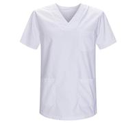 Misemiya - VÊTEMENTS DE Travail Unisex COL PIC Manches Courtes Médicaux Unisexe - Ref.817 - Medium, Blanc