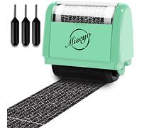 Miseyo Lot de 3 tampons roller pour protection contre le vol d'identité Vert menthe (3 recharges d'encre incluses)
