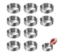 MisFun 10 Pièces Cendrier Inox Ronds de 8cm Cendrier Exterieur Cendres | Moderne Portable pour Camping Pique-nique Randonnée pour l'intérieur Et l'extérieur Argent Porte