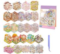 MisFun 20 Set Scene Stickers 3D DIY Amusants House Stickers Sticker Scene Miniature Fun DIY Stacking Scenes Sticker 3D Stickeres Scenes Book Avec 1 Pincette pour Adultes et Enfants (B)