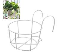 Mishiner Ronde Métal Suspendu Plantes Fleur Pot Titulaire Balcon Flowerpot Titulaire pour Maison Garde-corps De Jardin (Blanc, Diamètre: 23cm)
