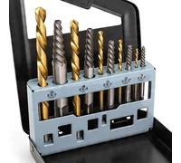 MISIQIMA 10 Pièces Extracteur de Vis, Composé de 5 Tourne a Gauche Extracteur et 5 Forets à Gauche, Convient aux M3-M18 Vis Endommagées, Livré avec Coffret Rangement
