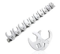 MISIQIMA 10pcs ol de Cygne, 3/8" Drive Métrique 10-22 mm Cle Crowfoot ourche avec Rail de Rangement, Cle a Tuyauter Adapté aux Espaces Restreints