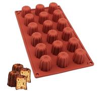 MISIQIMA Moule à Cannelé, Moule en Silicone avec 18 Cavités, ø 35 mm Mini Cannelé, Moule à Cannelé en Silicone Réutilisable, Moule Antiadhésif pour Caneles