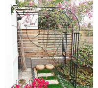 MISKYN Demi-Arche De Jardin Arceau Rosier Grimpant 90X240x40cm Arche en Métal Stable Tonnelle Arcade pour Diverses Plantes Grimpantes, Jardin Extérieur, Noir/Blanc,Noir,240 * 240cm