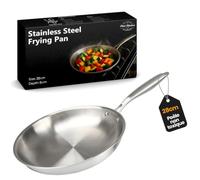 MISL HOME - Poele Inox - 28cm Poele Inox 18/10 - Poele Inox Induction 3 Couches en Acier Inoxydable, Compatible Tous Feux Gaz Électrique Vitrocéramique, Poêle Cuisine Familiale, Batterie Cuisine Inox