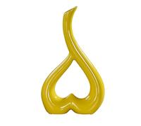 MISNODE Vase de fleurs en céramique en forme de cœur, 25,9 x 15 cm, vase en céramique pour décoration de maison, salon, chambre à coucher, jaune