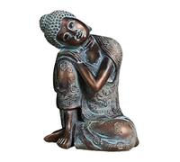 misppro Statue de Bouddha endormi en résine de 23 cm sculptée à la main Figurine décorative pour la maison Accent fait à la main Bouddha assis