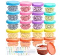 Mispudin 20 Petit Pot Conservation avec Graduée, 120ml Hermétique Petits Boite Plastique Alimentaire avec Couvercles, Autocollants, Pinceaux, Mini Boite Conservation pour Sauces, Joghurt (6 Couleurs)