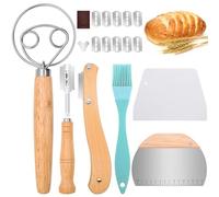 Mispudin Set de 6 Lame Boulanger, Grignette Boulangerie &10 Lames Réchanges | Housse de Protection, Fouet Danois, 2 Grattoir à Pâte, Pinceau, Accessoires pour Faire du Pain