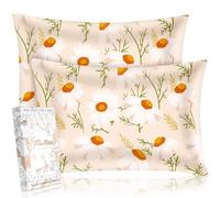 Miss Adola Taie d'oreiller en soie 2 pièces - Taies d'oreiller en soie de mûrier standard 50x75 cm pour cheveux et peau avec fermeture éclair, motif esthétique pour filles et femmes, tournesol complet