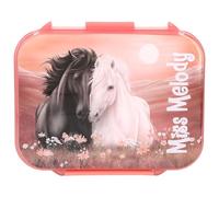 Depesche 14132 Miss Melody Blossom Pony - Boîte à goûter Rose pâle, avec Motif Cheval, boîte à goûter à 3 Compartiments et Couvercle Rabattable