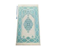 Miss Tesettür Tapis de prière Musulmane avec Perles de prière | Janamaz | Sajadah | Tapis de prière Islamique Doux | Cadeaux islamiques | Tapis de prière en Tissu Chenille Turquoise