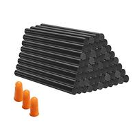 MissFox 50 Pièces Baton de Colle pour Pistolet 7x100mm, Bâtons de Colle Chaude Noir avec Doigtiers en Caoutchouc, Bâtons de Pistolet à Colle pour Décoration, Créative DIY, Séchage Rapide