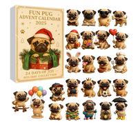 MissFox Calendrier de L’avent 2025 Chiens - 24 Surprises avec Pendentifs Carlin en Acrylique 2D, Compte à Rebours de Noël, Advent Calendar pour les Amoureux des Chiens (C)
