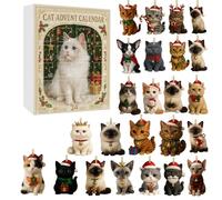 MissFox Calendrier de L’avent Chats 2025 - 24 Surprises avec Pendentifs Acryliques | Compte à Rebours de Noël Original | Advent Calendar pour Amoureux des Chats | Décoration Sapin et Maison (A)