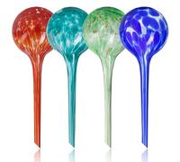 Mission Gallery Lot de 4 globes d'arrosage de plantes - Grands globes d'arrosage automatique pour plantes d'intérieur et d'extérieur - Multicolores, ampoules d'arrosage automatique en verre pour un