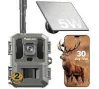 Misstech Caméra de Chasse 4G LTE&Solaire 5W, Déclenchement 0,1s, Sans WiFi | Vision nocturne invisible 2K 940 nm, Alerte de Mouvement Réel, Sans WiFi, Piège Photographique Domaine avec SIM, Contrôle App