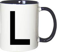 Mister Merchandise Tasse à café Motif Alphabet Lettre A B C - Buchstabe L - Blanc/Bleu