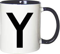 Mister Merchandise Tasse à café Motif Alphabet Lettre A B C - Buchstabe Y - Blanc/Bleu