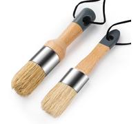 Mister Rui Lot de 2 pinceaux de peinture à la cire et à la craie pour meubles, loisirs créatifs, poils naturels ronds et ovales