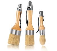 Mister Rui Lot de 3 pinceaux de peinture à la craie et à la cire pour meubles ou autres projets, poils naturels pour une libération uniforme et durable de la peinture