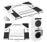MISTRO Kit de Superposition Universel Réglable 42-73cm 12kg avec Tablette | Cadre Intermédiaire Monobloc et Barre Porte-Serviettes Station de Pliage Gain de Place pour Buanderie
