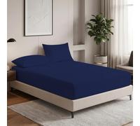 MistyMorning Drap-housse pour petit lit double avec poches profondes de 30 cm en coton égyptien 200 fils au pouce carré, doux et respirant, facile d'entretien, bleu marine, petit lit double 1,2 m