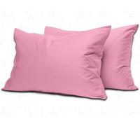 MistyMorning Lot de 2 taies d'oreiller douces et de qualité supérieure en coton égyptien 200 fils au pouce carré, respirant et fermeture à rabat en taille standard (50 x 75 + 15 cm) (rose, lot de 2)