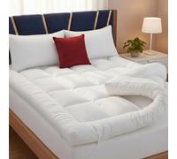 MistyMorning Surmatelas pour petit lit double 10 cm - Qualité hôtelière, ultra-doux, hypoallergénique, remplissage abondant en microfibre, sangles élastiques - Protection anti-acariens (Petit double