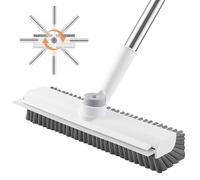 Mitclear 3 en 1 Balai Brosse Sol pour Exterieur Douche, Long Manche 120cm | 22cm Brosse Sol Nettoyage avec Poils et Raclette pour Terrasse, Cuisine, Salle de Bain, Patio, Garage, Carrelage, Interieur