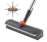 Mitclear 3 en 1 Balai Brosse Sol pour Exterieur Douche, Long Manche 122cm | 27cm Brosse Sol Nettoyage avec Poils et Raclette pour Terrasse, Cuisine, Salle de Bain, Patio, Garage, Carrelage, Interieur