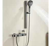 Mitigeur Baignoire Effet Cascade avec Barre de Douche Relevable Gris Pistolet Mitigeur Bain Douche Mural Entraxe 150