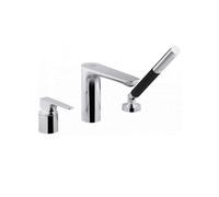 Jacob Delafon - Mitigeur Bain-Douche Aleo+ - 3 Trous sur Gorge - Douchette 2 Jets - Mécanisme à Cartouche Céramique - Design Original et Moderne - Finition Chrome - E72330-CP