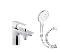 Mitigeur baignoire JACOB DELAFON Aleo+ + pommeau de douche Metro signature + flexible de douche lisse