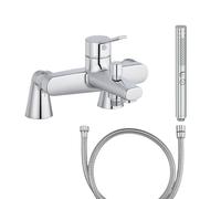 Mitigeur baignoire JACOB DELAFON Eo + pommeau de douche Shift+ rond + flexible de douche métal + colonnettes