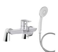 Mitigeur baignoire JACOB DELAFON July+ + pommeau de douche Juliette + flexible de douche métal + colonnettes