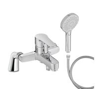 Mitigeur baignoire JACOB DELAFON July + pommeau de douche Metro + flexible de douche métal + colonnettes