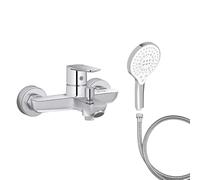 Mitigeur baignoire JACOB DELAFON July+ + pommeau de douche Metro signature + flexible de douche métal