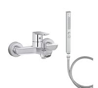 Mitigeur baignoire JACOB DELAFON July+ + pommeau de douche Shift+ carré + flexible de douche métal
