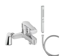 Mitigeur baignoire JACOB DELAFON July + pommeau de douche Shift+ carré + flexible de douche métal + colonnettes